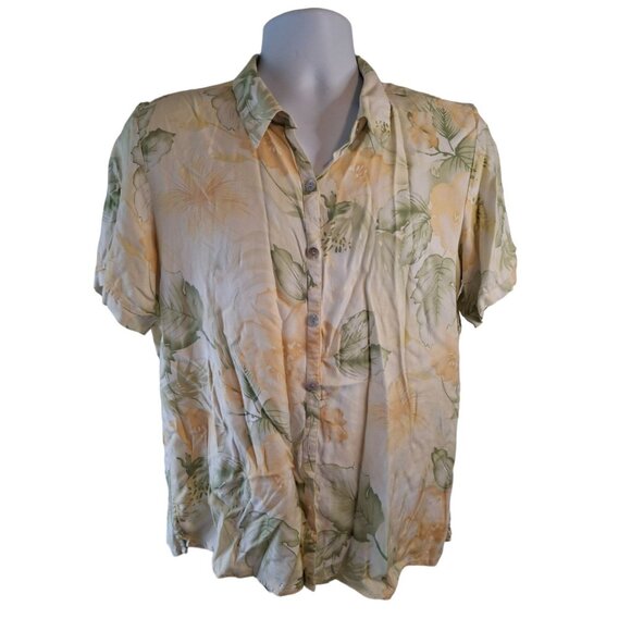 Vintage Jamaica Bay Button-Up Floral Short Sleeve Shirt Mens XL - Picture 2 of 6